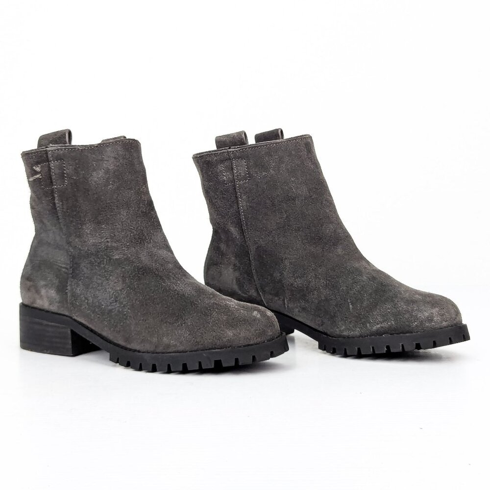 Splendid Women Distress Grey Suede Fleece lined Slip on Boots sz 7.5